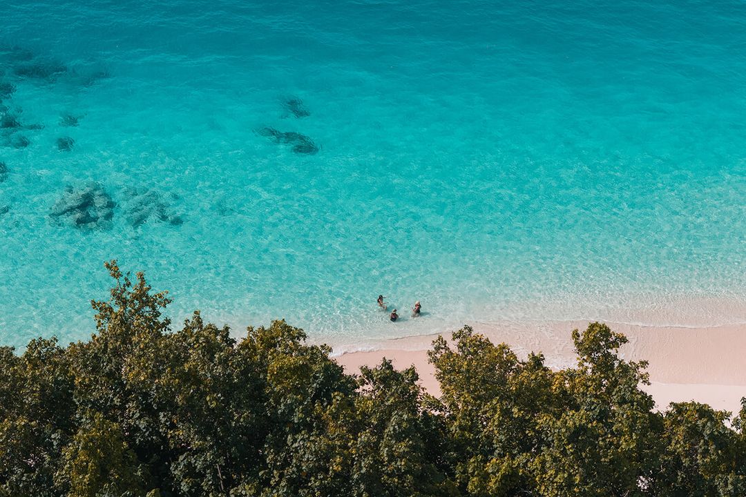 Relaxing in the turquoise shallows by the beach